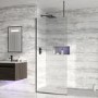 Frameless 700mm Black Wet Room Shower Screen with Ceiling Support Bar - Live Your Colour