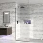 Wetroom Screen with Ceiling Bar 2000 x 900mm - 8mm Glass - Black