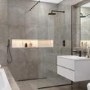 Wetroom Screen with Wall Bar 2000 x 1000mm - 8mm Glass - Black