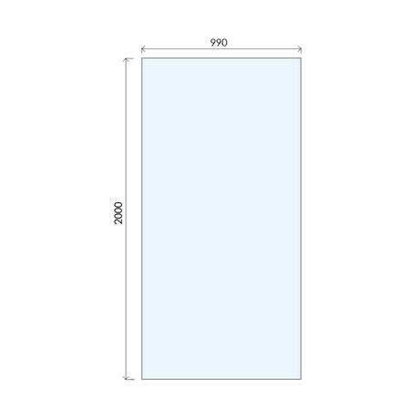 Wetroom Screen with Wall Bar 2000 x 1000mm - 8mm Glass - Black