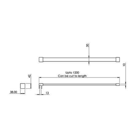 Wetroom Screen with Wall Bar 2000 x 1000mm - 8mm Glass - Black