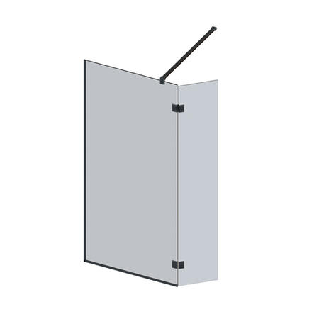 700 x 350mm Black Wet Room Screen with Pivot Return Panel - Live Your Colour