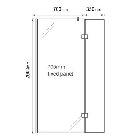 700 x 350mm Black Wet Room Screen with Pivot Return Panel - Live Your Colour