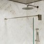 Wet Room Shower Screen 800mm Nickel Frameless with Wall Support Bar - Live Your Colour