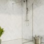 Wet Room Shower Screen 900mm Nickel Frameless with Wall Support Bar - Live Your Colour