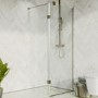 Wet Room Shower Screen 700mm Nickel Frameless with 350mm Hinged Flipper Panel and Wall Support Bar - Live Your Colour