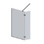 Wet Room Shower Screen 700mm Nickel Frameless with 350mm Hinged Flipper Panel and Wall Support Bar - Live Your Colour