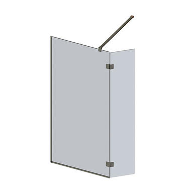 900mm Nickel Frameless Wet Room Shower Screen with 350mm Hinged Flipper Panel - Live Your Colour