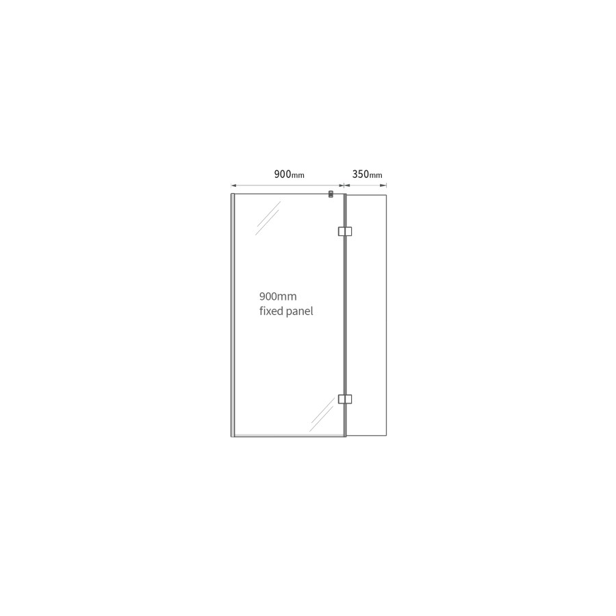 900mm Nickel Frameless Wet Room Shower Screen with 350mm Hinged Flipper Panel - Live Your Colour