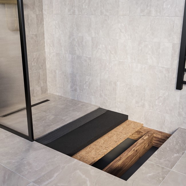 Wet Room Shower Tray Former 1200x900mm Rectangular Level Acess with Linear 600mm End Drain - Live Your Colour