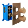 Brushed Bronze Twin Outlet Round Thermostatic Shower Valve