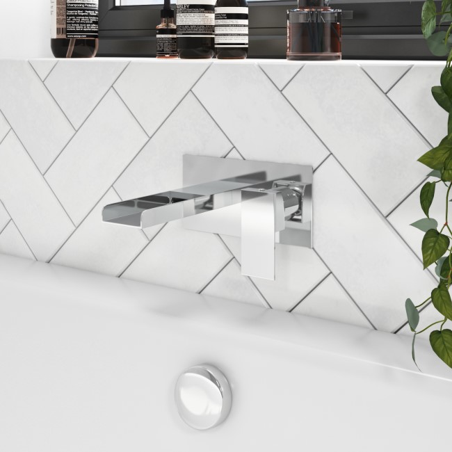 Chrome Wall Mounted Bath Mixer Tap - Quadra