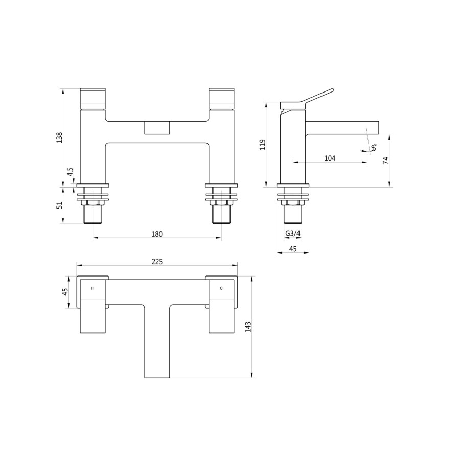 Gunmetal Bath Mixer Tap - Maxton
