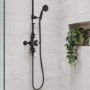 Black Traditional Thermostatic Mixer Shower with Round Overhead & Hand Shower - Camden