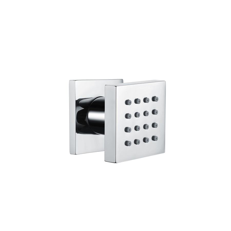 Chrome Concealed Shower Mixer with Triple Control & Square Wall Mounted Head, Handset and Body Jets - Cube