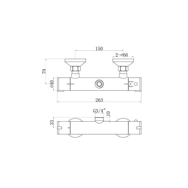 Chrome 1 Outlet Exposed Thermostatic Shower Valve - Flow