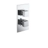 Chrome Single Outlet Thermostatic Mixer Shower with Rectangular Wall Mounted Shower Head - Cube