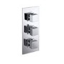 Chrome Dual Outlet Thermostatic Mixer Shower with Square Wall Mounted Shower Head and Handset - Cube