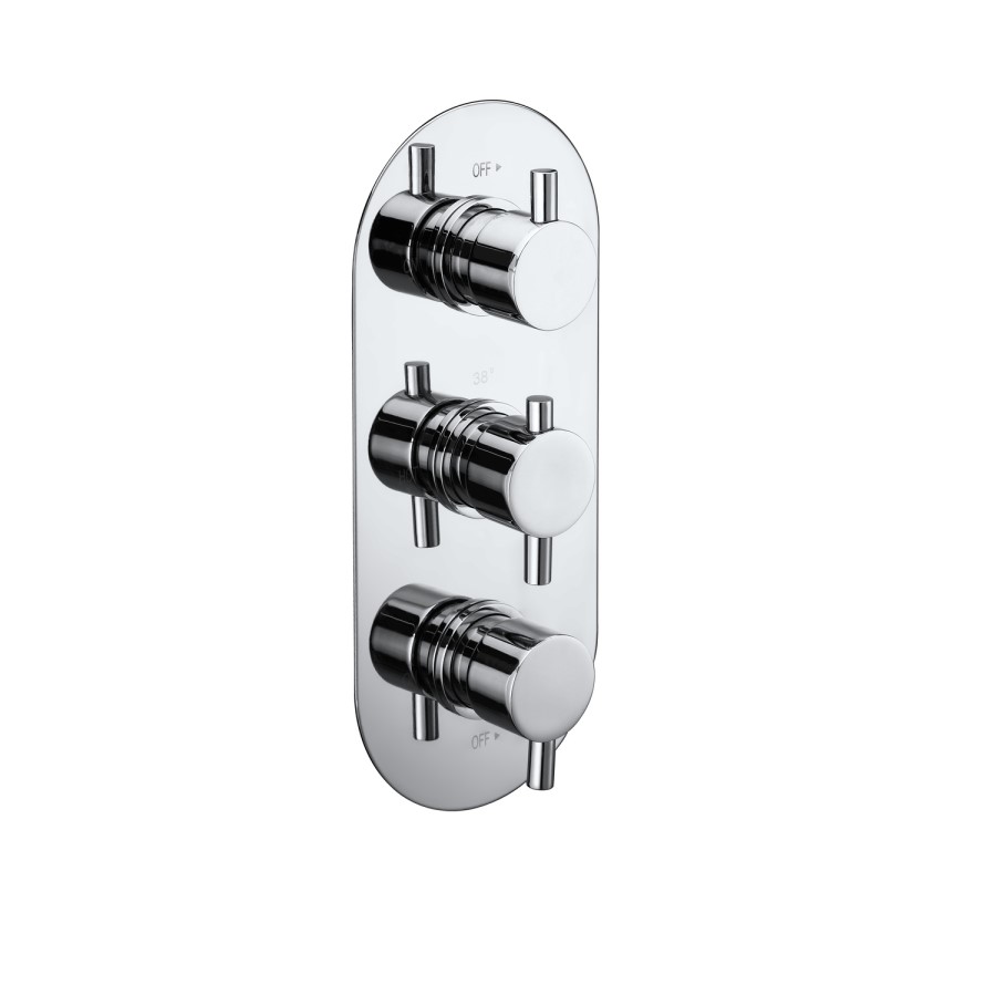 Arissa concealed round triple shower valve with diverter - 3 outlets