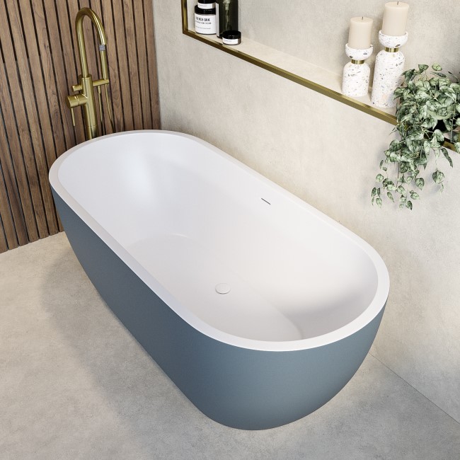 Blue Freestanding Double Ended Bath 1645 x 745mm - Lisbon