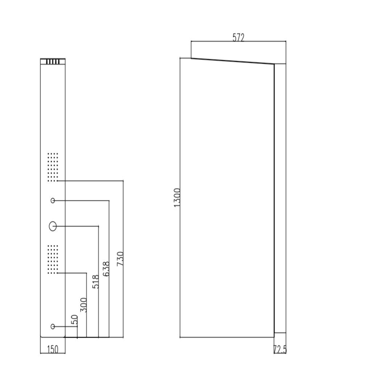 Chrome Concealed Thermostatic Shower Tower with Pencil Handset - Lustro