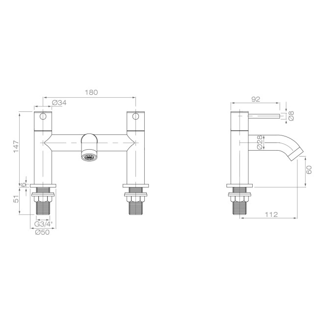 Brass Bath Mixer Tap - Arissa