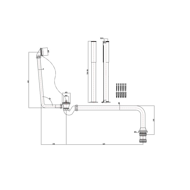 Waste Kit for Traditional Roll Top Bath 