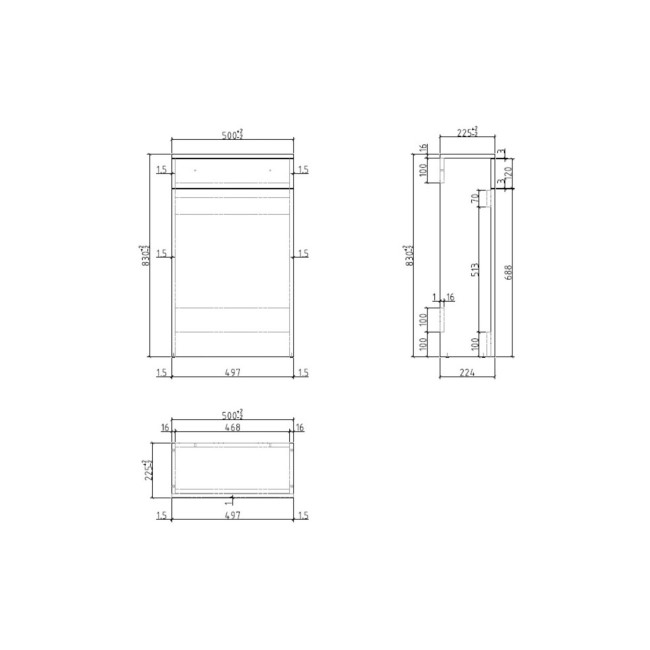 500mm Blue Back to Wall Toilet Unit Only - Sion