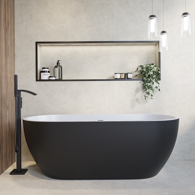 Black Freestanding Double Ended Bath 1650 x 750mm - Lisbon