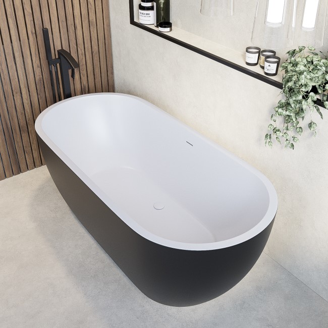 Black Freestanding Double Ended Bath 1650 x 750mm - Lisbon