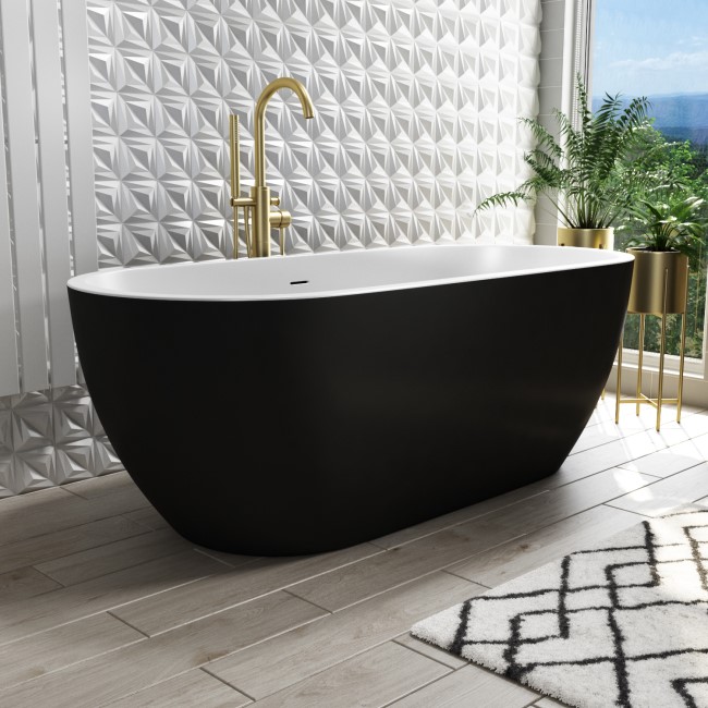 Black Freestanding Double Ended Bath 1650 x 750mm - Lisbon