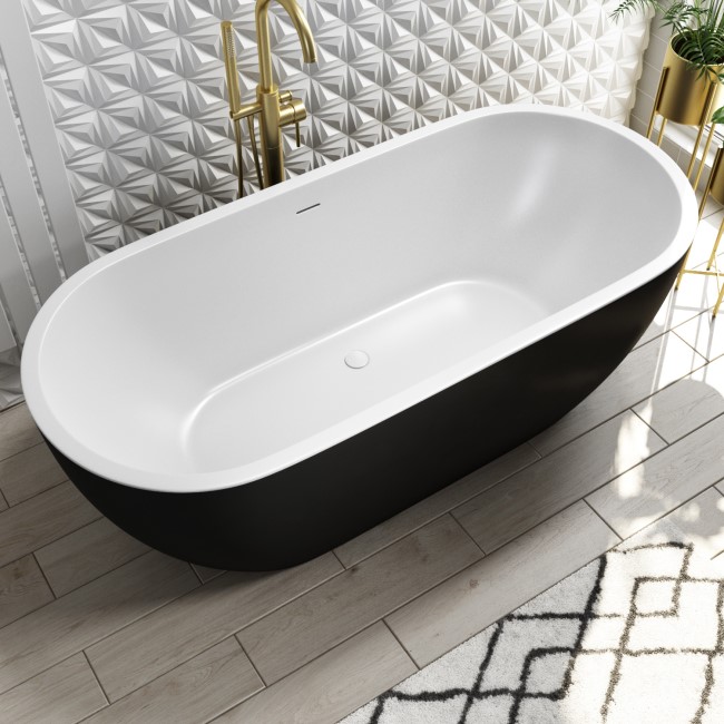 Black Freestanding Double Ended Bath 1650 x 750mm - Lisbon