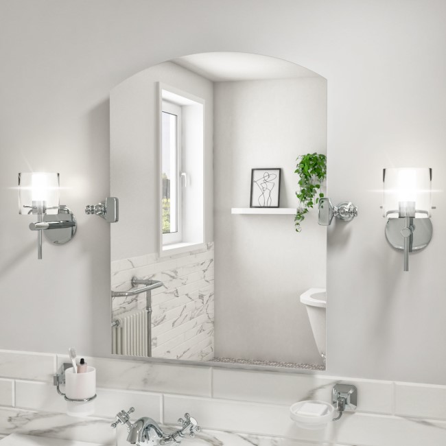 Frameless Arched Bathroom Mirror - 550 x 750mm - Baxenden