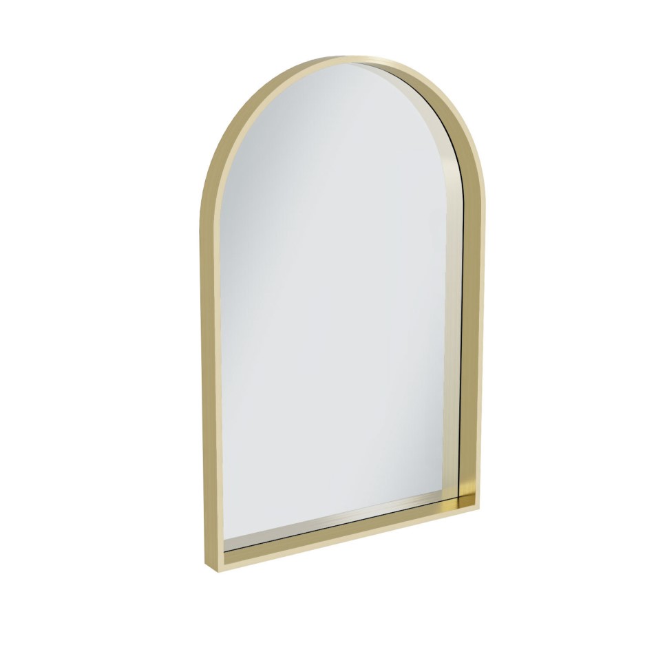 Arched Brushed Brass Bathroom Mirror 500 x 750mm Empire Furniture123