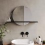 Round Backlit Heated Bathroom Mirror with Lights & Black Shelf 500mm - Ersa