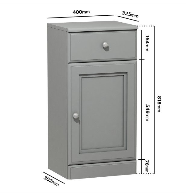 Single Door Light Grey Freestanding Storage Cabinet 400 x 818mm - Westbury