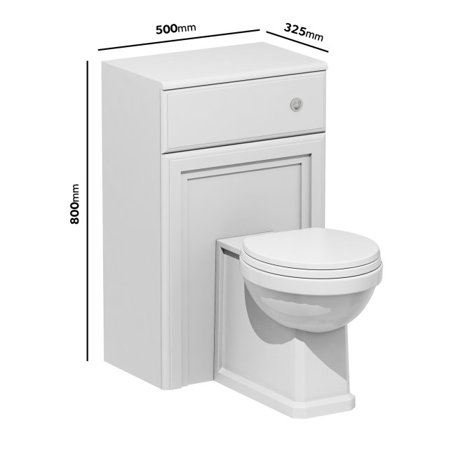 500mm White Back to Wall Toilet Unit Only - Westbury