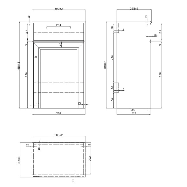 500mm White Back to Wall Toilet Unit Only - Westbury