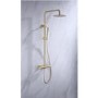 Brushed Brass Thermostatic Mixer Bar Shower with Round Overhead & Pencil Handset - Arissa