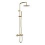 Brushed Brass Thermostatic Mixer Bar Shower with Round Overhead & Pencil Handset - Arissa