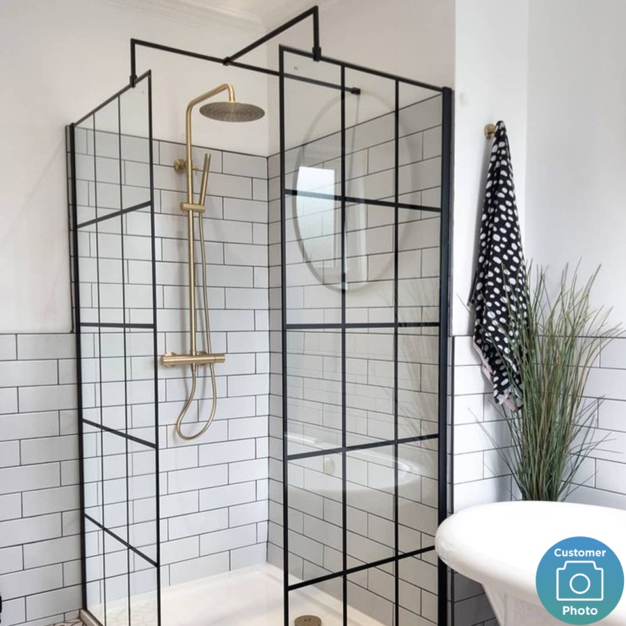 Brushed Brass Thermostatic Mixer Bar Shower with Round Overhead & Pencil Handset - Arissa