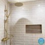 Brushed Brass Thermostatic Mixer Bar Shower with Round Overhead & Pencil Handset - Arissa