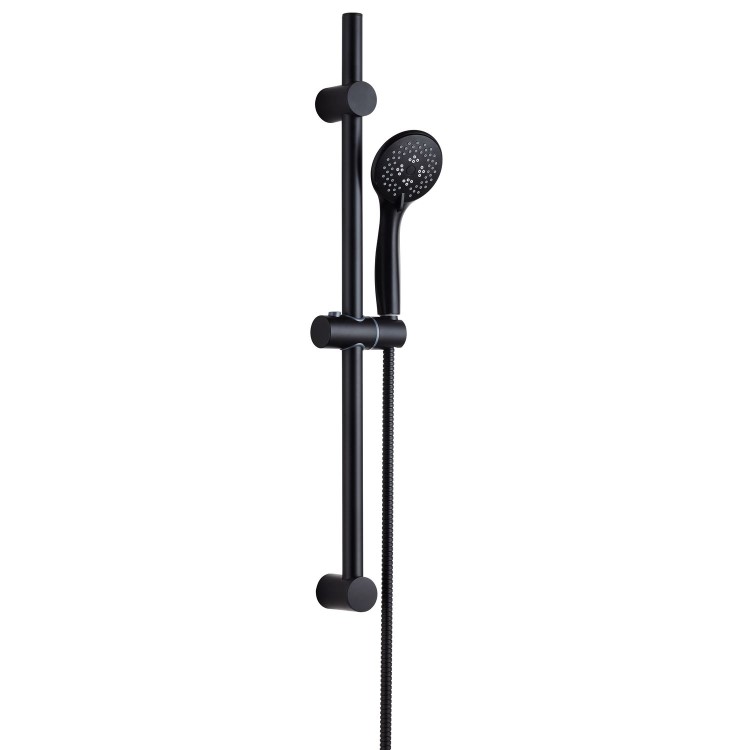 Black Concealed Shower Mixer with Triple Control & Round Wall Mounted Head and Handset - Arissa