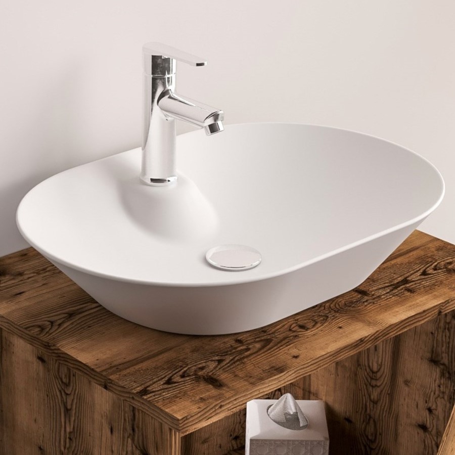 White Round Countertop Basin 600mm - Nerja