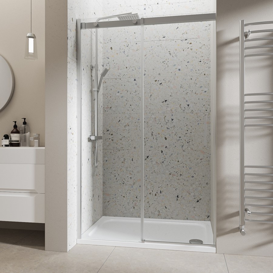 Chrome 8mm Glass Frameless Sliding Shower Door 1200mm - Aqulia