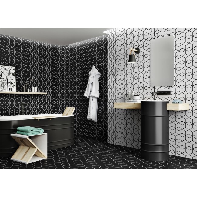 Black 3D Effect Wall Tile 265 x 510mm - Rombo