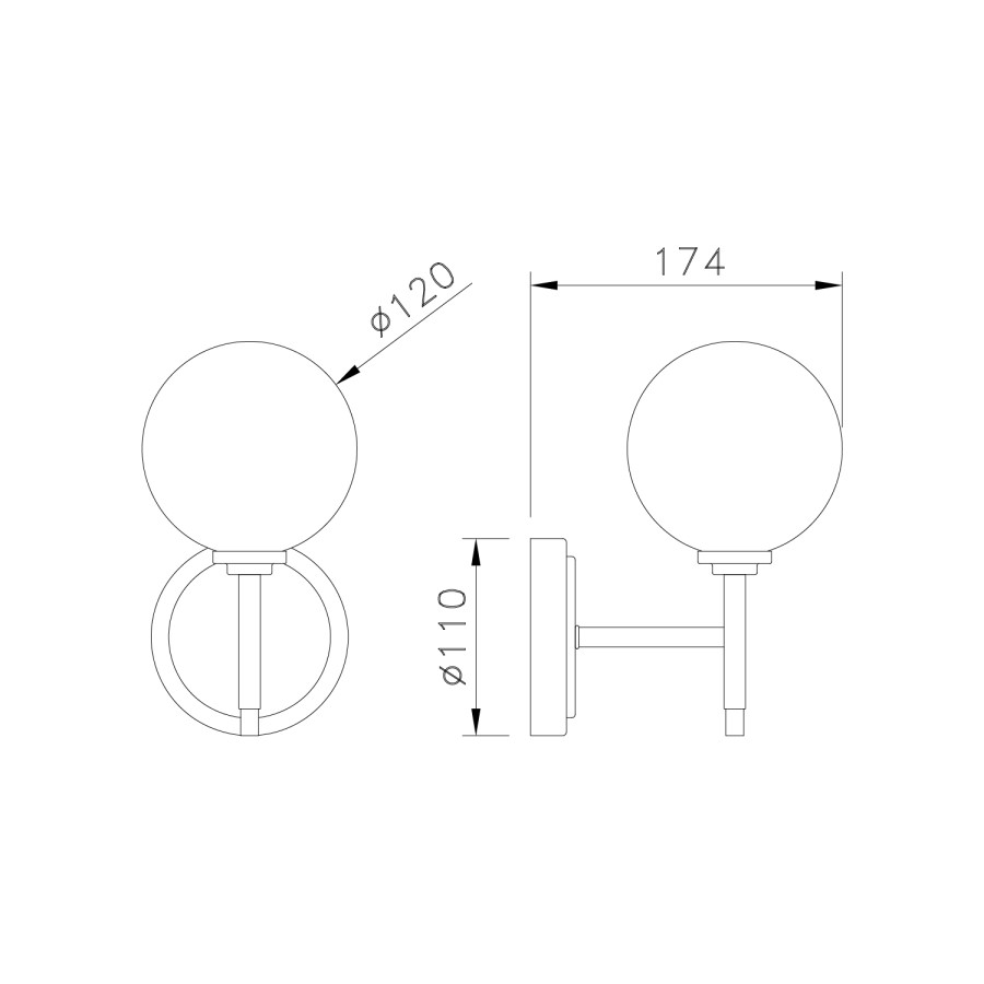 Chrome Bathroom Globe Wall Light - Porto