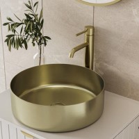 Stainless Steel Brass Round Countertop Basin 400mm - Zorah Stainless Steel Brass Round Countertop Basin 400mm - Zorah