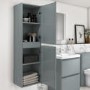 Grey Wall Hung Tall Bathroom Cabinet 400mm - Pendle