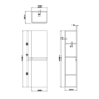 Grey Wall Hung Tall Bathroom Cabinet 400mm - Pendle